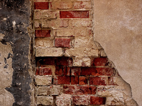 exposed brick foundation